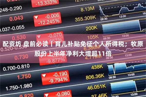 配资坊 盘前必读丨育儿补贴免征个人所得税；牧原股份上半年净利大增超11倍